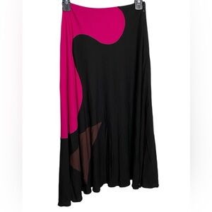 Tory Burch Black and Pink A-Line Skirt